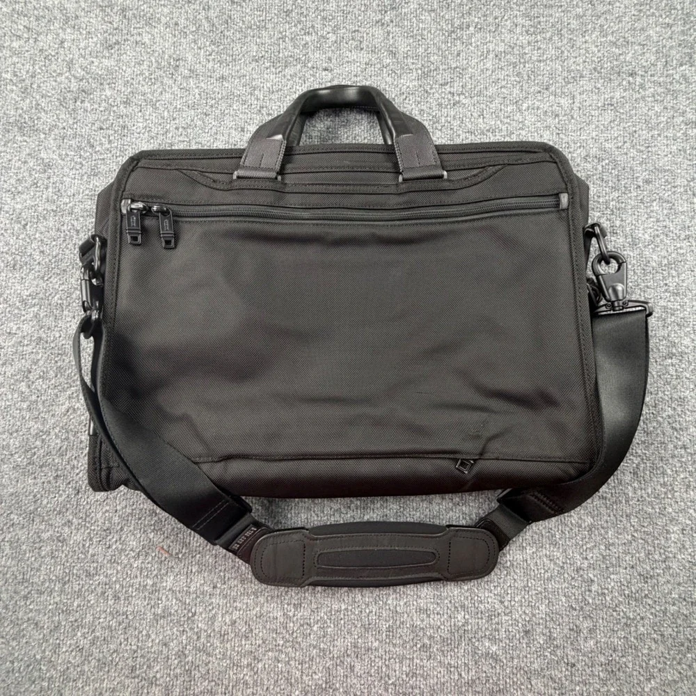 Tumi‎ Alpha Ballistic Nylon Slim Deluxe Portfolio Briefcase Black Mens